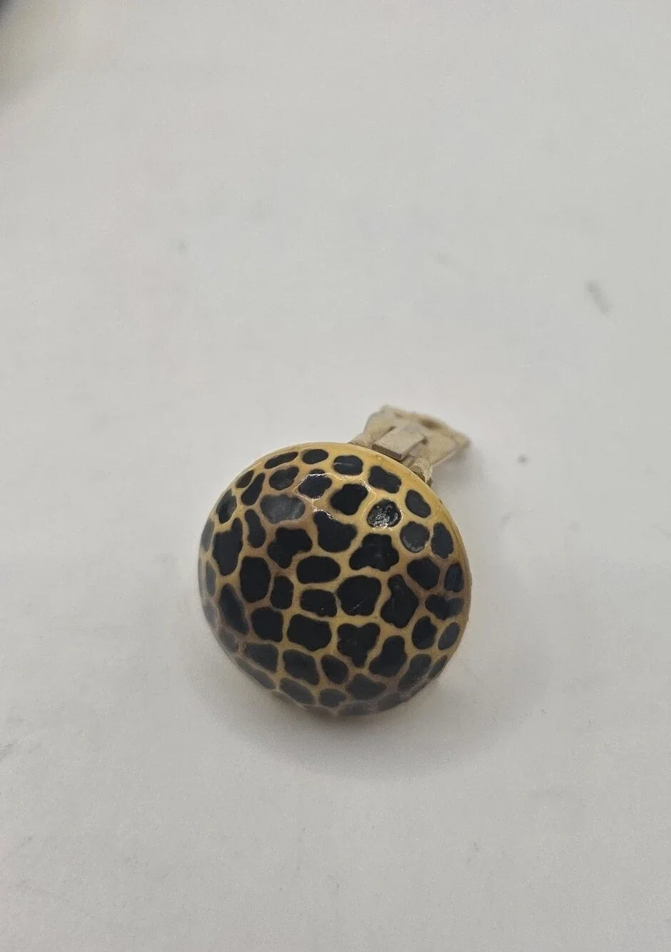 VTG Signed Diane von Furstenberg DVF Gold Tone Leopard Animal Print Pin Brooch